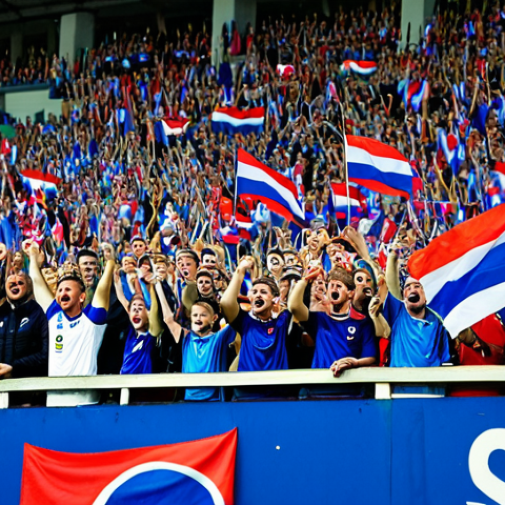 **Image Prompt:** A packed soccer stadium in Slovakia, fans cheering enthusiastically, Slovakian flag waving.  Focus on the crowd's energy and passion.  Fully clothed, appropriate attire, safe for work, professional photography, natural proportions, dynamic composition, family-friendly.